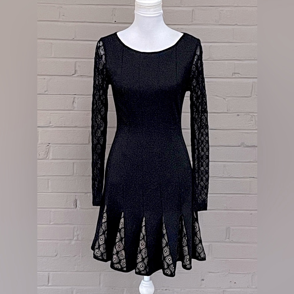 Catherine Malandrino black lace accent dress 4